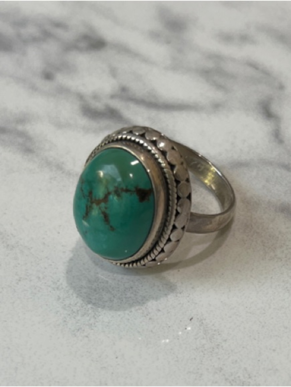 Turquoise Stone Sterling Silver Ring - size 6 Statement Ring